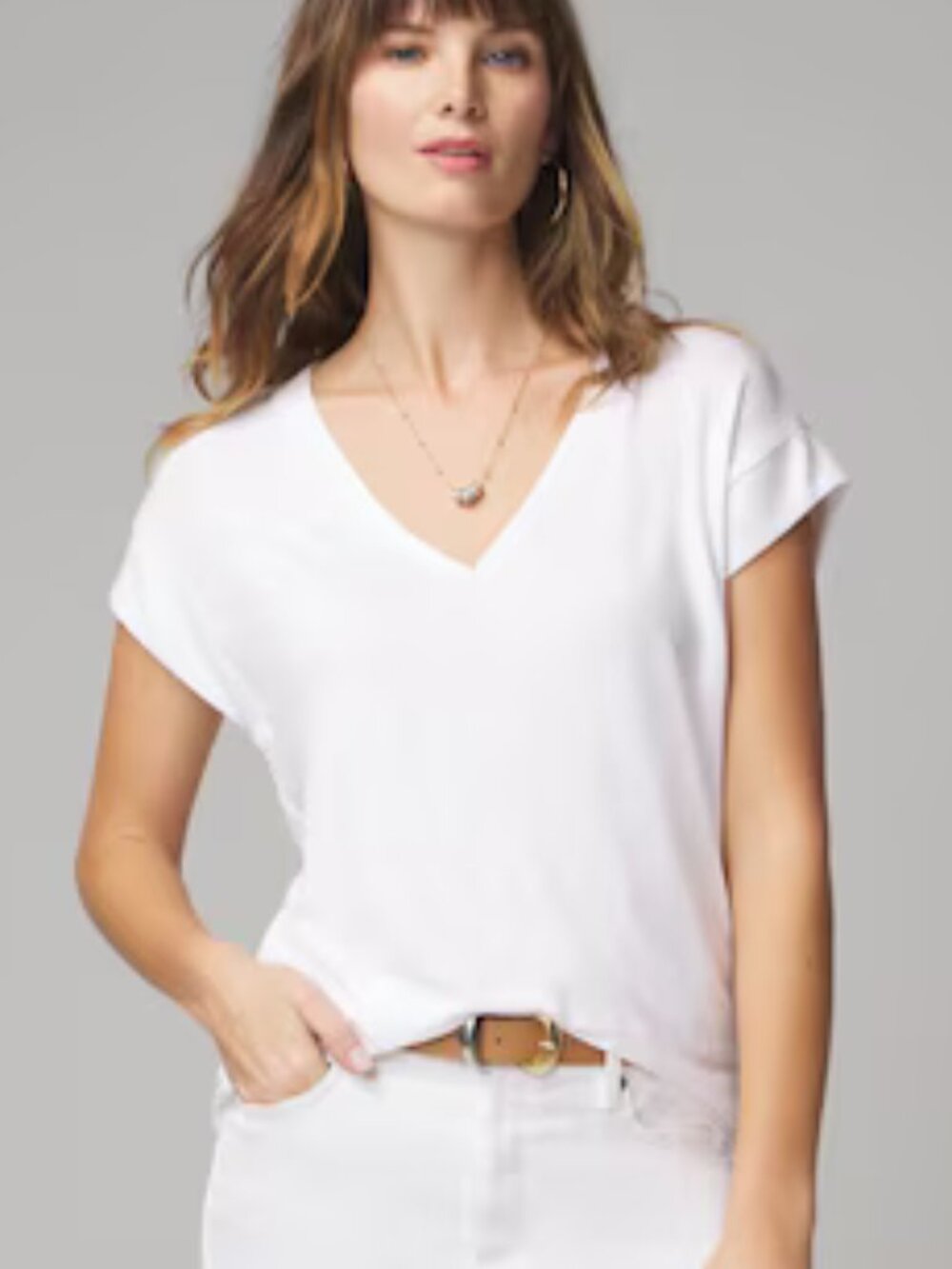 WHBM Short Sleeve Power Tee in White, sz Med - NWT!!